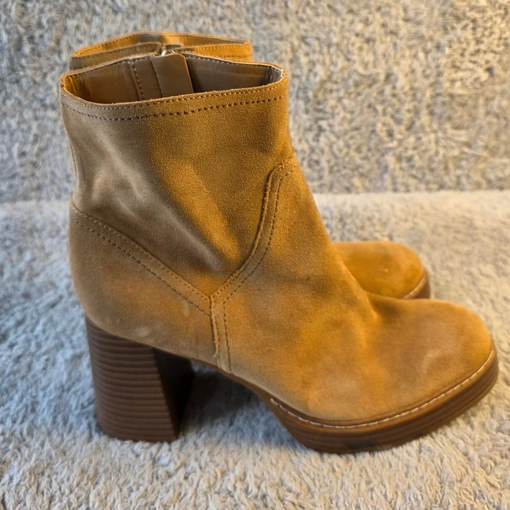 Naturalizer Orlean Suede Leather Ankle Boots Booties Caramel Brown Women 8.5 NEW